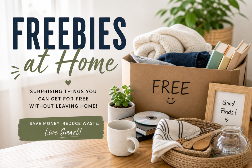 Freebies at Home Products in a box sitting on a table.